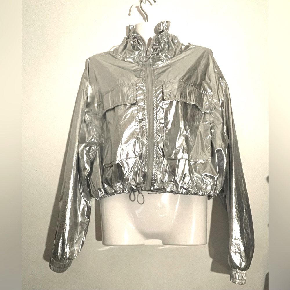 Silver Metallic Windbreaker.